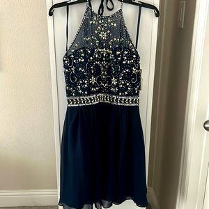 Dark Blue Short Halter Dress for Juniors (Size 7/8)